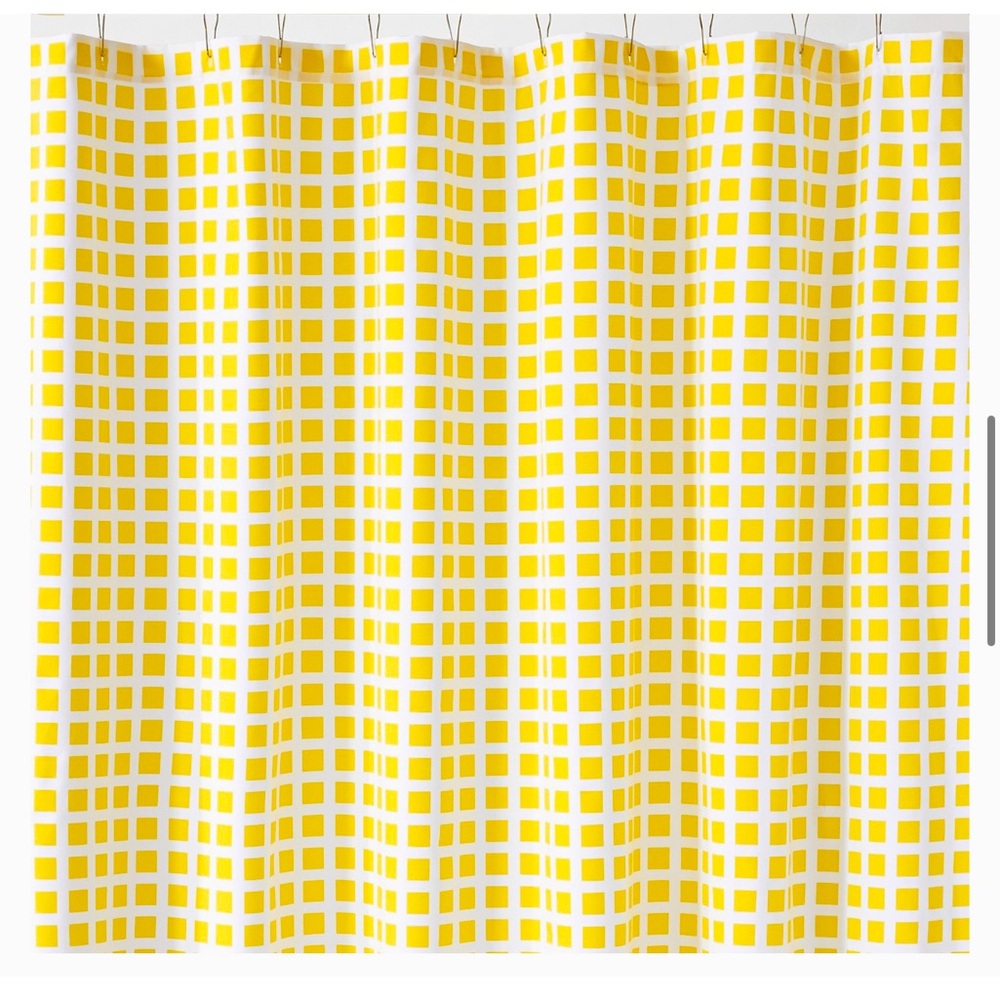 Unison Home 72” x 72” yellow grid shower curtain - like new condition